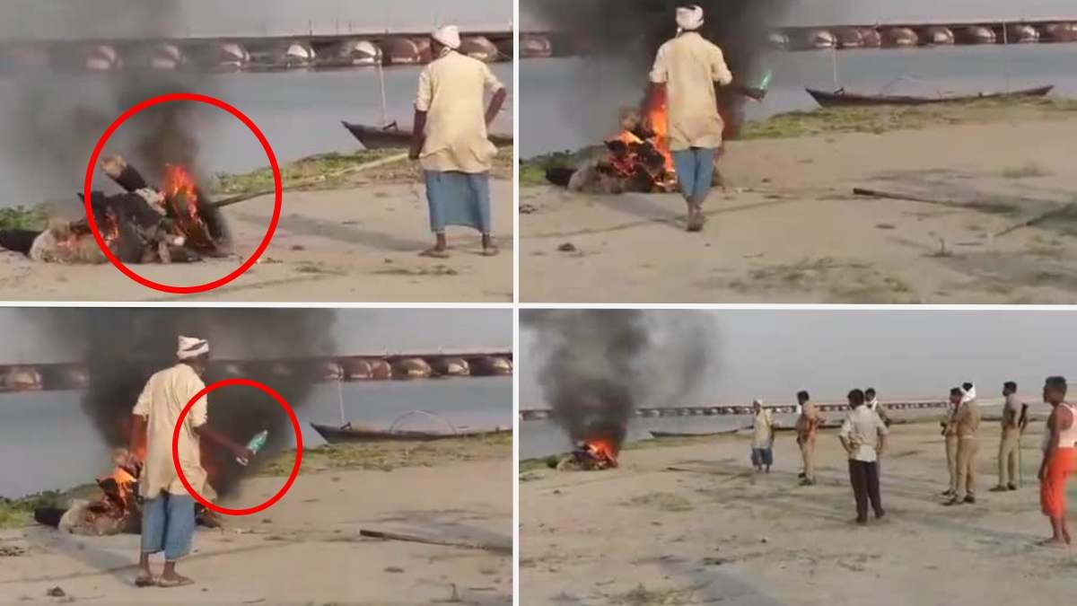 बलिया: शव के ऊपर टायर रखकर अंतिम संस्कार, बीच-बीच में छिड़क रहे थे पेट्रोल, Video वायरल होने पर 5 सिपाही सस्पेंड