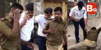 हरदोई: बीच सड़क शराब के नशे में झूमता दिखा पुलिसकर्मी, ट्रैफिक जवान ने संभाला, Video वायरल