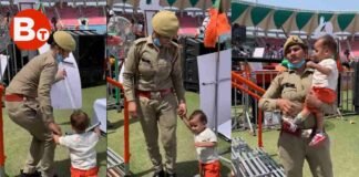 लखनऊ : कड़ी धूप में बच्ची के साथ ड्यूटी का फर्ज निभा रही थी महिला सिपाही, सोशल मीडिया पर Video वायरल