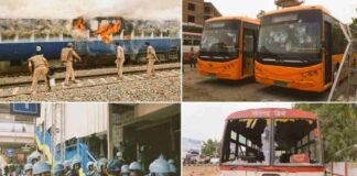 अग्निपथ विरोध : बलिया में प्रदर्शनकारियों ने फूंक दी ट्रेन, वाराणसी स्टेशन पर भी की गई तोड़फोड़