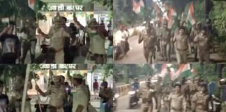 देशभक्ति के गानों पर जमकर झूमे मुरादाबाद पुलिस के जवान, अनोखे अंदाज में निकाली तिरंगा यात्रा