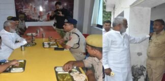 वाराणसी: पुलिस लाइन में निरीक्षण को पहुंचे जलशक्ति मंत्री, जाना पुलिसकर्मियों का हाल, साथ में खाया खाना