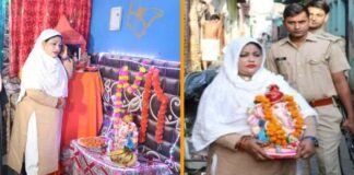 अलीगढ़: पुलिस सुरक्षा में गणेश प्रतिमा का विसर्जन करने निकली रूबी आसिफ खान, पूजा करने पर मिली है जान से मारने की धमकी Aligarh Ruby Asif Khan
