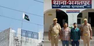 मुरादाबाद: घर की छत पर फहराया पाकिस्तानी झंडा, रईस-सलमान गिरफ्तार, देशद्रोह का मुकदमा दर्ज Moradabad Pakistani flag