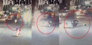 लखनऊ: विपरीत दिशा से आ रही तेज रफ्तार कार ने ट्रैफिक सिपाही को उड़ाया, वीडियो सोशल मीडिया पर वायरल Lucknow traffic constable
