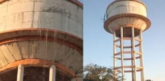 महोबा: जल जीवन मिशन की टंकी फूटने पर विवाद तेज, अफसर का दावा- फूटी नहीं, ओवरफ्लो से बह रहा था पानी