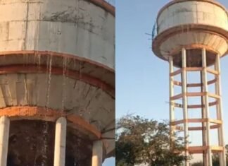 महोबा: जल जीवन मिशन की टंकी फूटने पर विवाद तेज, अफसर का दावा- फूटी नहीं, ओवरफ्लो से बह रहा था पानी