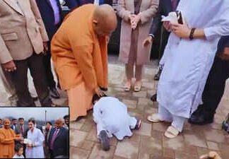 जापान में सीएम योगी का पैर छूकर बच्चे ने किया प्रणाम, बच्चे ने सुनाया संस्कृत का श्लोक