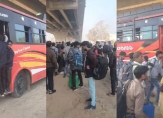 पीलीभीत: हरिद्वार से आ रही बस में क्षमता से दोगुनी सवारियां, छत पर भी 20 लोग, ARTO ने ओवरलोड बस सीज की