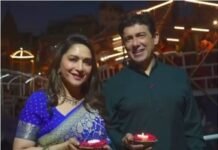 Madhuri Dixit काशी में भक्ति में डूबीं, Kashi Vishwanath Temple में पति Dr. Shriram Nene के साथ किया रुद्राभिषेक, शिव तांडव गाकर भक्ति का माहौल बनाया।