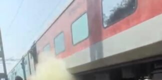 मथुरा में चलती ट्रेन में लगी आग, 4 कोच के ब्रेक जाम होने से उठा धुआं, सभी यात्री सुरक्षित