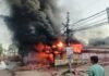 लखनऊ : मड़ियांव के एलजी गोदाम में भीषण आग, इलेक्ट्रॉनिक सामान जलकर राख