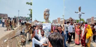 बलिया में मधुशाला पर महासंग्राम: भड़की महिलाएं, पुलिस से तीखी झड़प; बीच सड़क पर फूंका पुतला