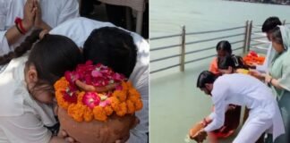 पूरे विधि-विधान से हुआ प्रतीक यादव का अस्थि विसर्जन, फूट-फूट कर रोई पत्नी अपर्णा, दोनों बेटियाँ भी रही मौजूद