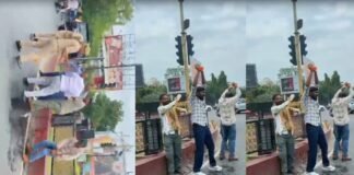 लखनऊ : मुख्यमंत्री आवास के बाहर रोडवेज संविदाकर्मियों द्वारा आत्मदाह का प्रयास, पुलिस ने रोका