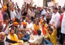 आगरा: गाय को राष्ट्रमाता घोषित करने की मांग, जिला मुख्यालय पर सनातनियों का प्रदर्शन