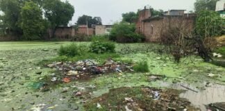 UP: कूड़े-कचरे से पटा तालाब, बारिश में गलियों-घरों में भरता है पानी, 150 घरों के ग्रामीण परेशान