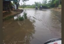UP: अजनौरा मोड़ पर जलभराव से राहगीर परेशान, बारिश में तालाब बन जाता है मुख्य मार्ग