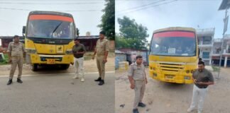 UP: बलिया में स्कूली बसों पर चला RTO का डंडा, नियमों की अनदेखी पर 15 बसों का चालान, 2 बसें सीज