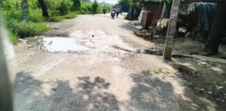 UP: जयपट्टी में सड़क पर गहरा गड्ढा, जगह-जगह अतिक्रमण और पुल-पुलियों पर रेलिंग का अभाव