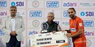जसकरण सिंह के पांच गोलों के बावजूद बैलाडीला बुल्स जीत से दूर, संस्कारधानी स्ट्राइकर्स ने 5-5 से ड्रॉ कराया मुकाबला