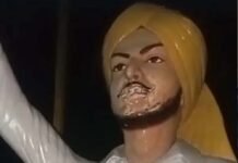 मोगा में शहीद भगत सिंह की प्रतिमा पर रंग पोता, अपमान के खिलाफ भड़के लोग