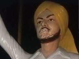 मोगा में शहीद भगत सिंह की प्रतिमा पर रंग पोता, अपमान के खिलाफ भड़के लोग